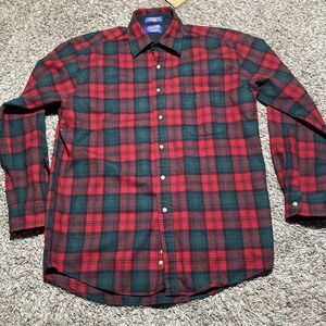 Pendleton Lodge Shirt Mens Medium Red Wool Flannel Button Up Boyd Tartan Plaid
